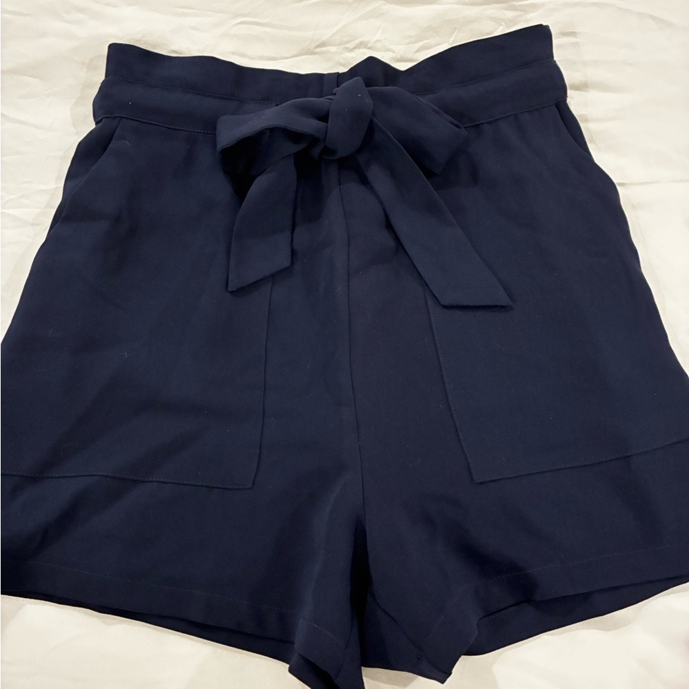 Skies Are Blue High Waist Navy Shorts with Bow NWT